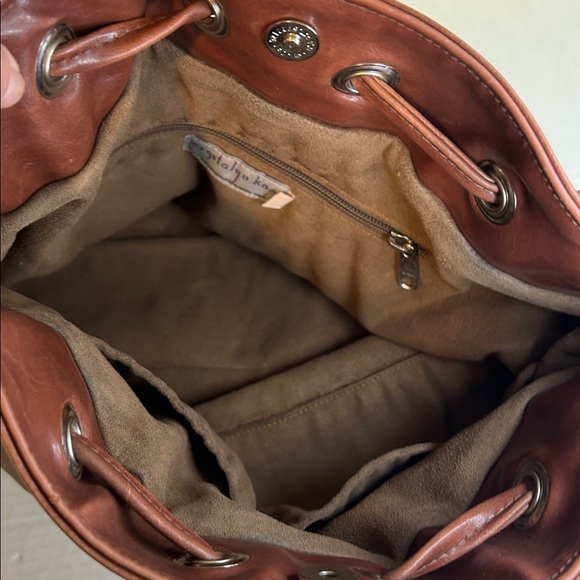 CRYSTALYN KAE SOIRREE BROWN DRAWSTRING TOTE WITH FABRIC INSERTS MADE IN USA - Picture 10 of 16